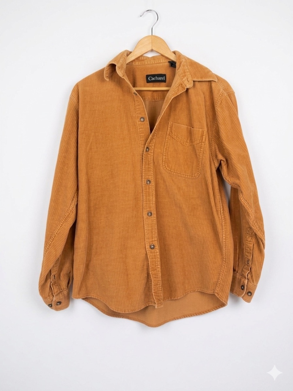 Cacharel Men's Corduroy Button-Down Shirt - Mustard Brown